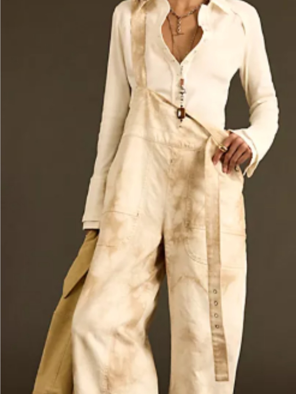 NWTS We The Free Cream Utility Wide-Leg Overall Jumpsuit Dungarrie jumpsuit